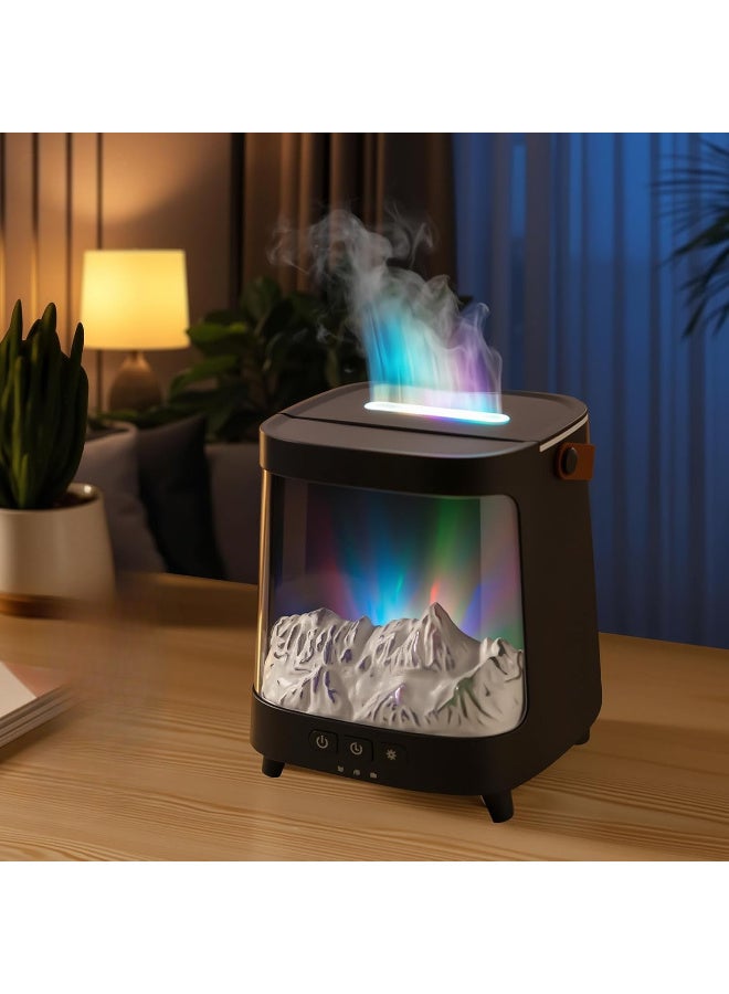 Fireplace Diffuser,7 Colours Flame Aromatherapy Diffuser with Remote Control,200ml Aurora Essential Oil Diffuser with Auto Shut-Off and Timer for Home Office Bedroom Spa,Black - Image 1